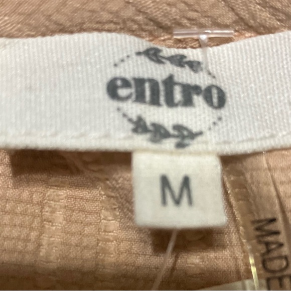 NWT! Entro Tan Tie Front Smocked Sundress - Picture 2 of 6